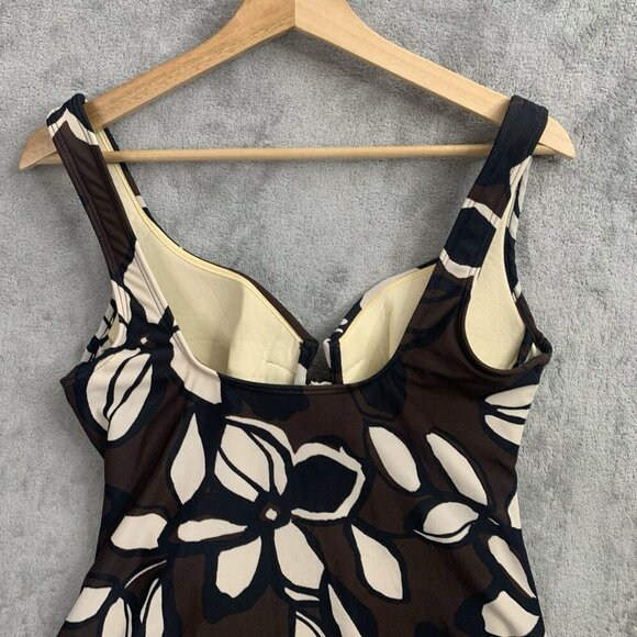 Miraclesuit Tankini Women's Sz 10 Brown Floral Myrra Underwire Bra Swim Suit Top - Picture 8 of 8